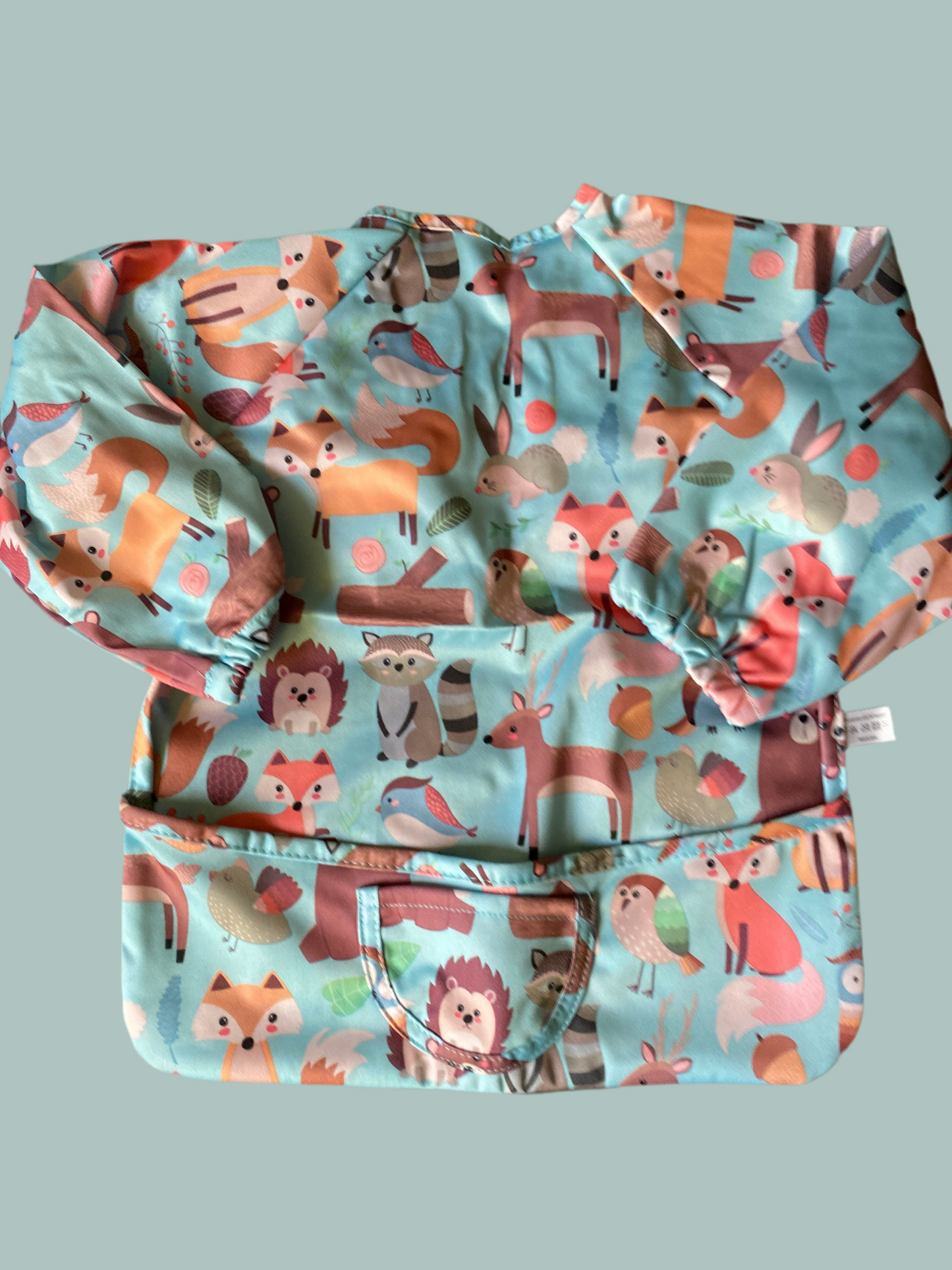 Baby Weaning Bib with Sleeves - Waterproof Baby Bibs 6-12 Months for Baby Led Weaning, Coverall Bibs for Baby Feeding, Long Sleeve Bibs for Toddler, Baby Bibs with Sleeves, Baby Apron- ours are woodland animals as in second picture