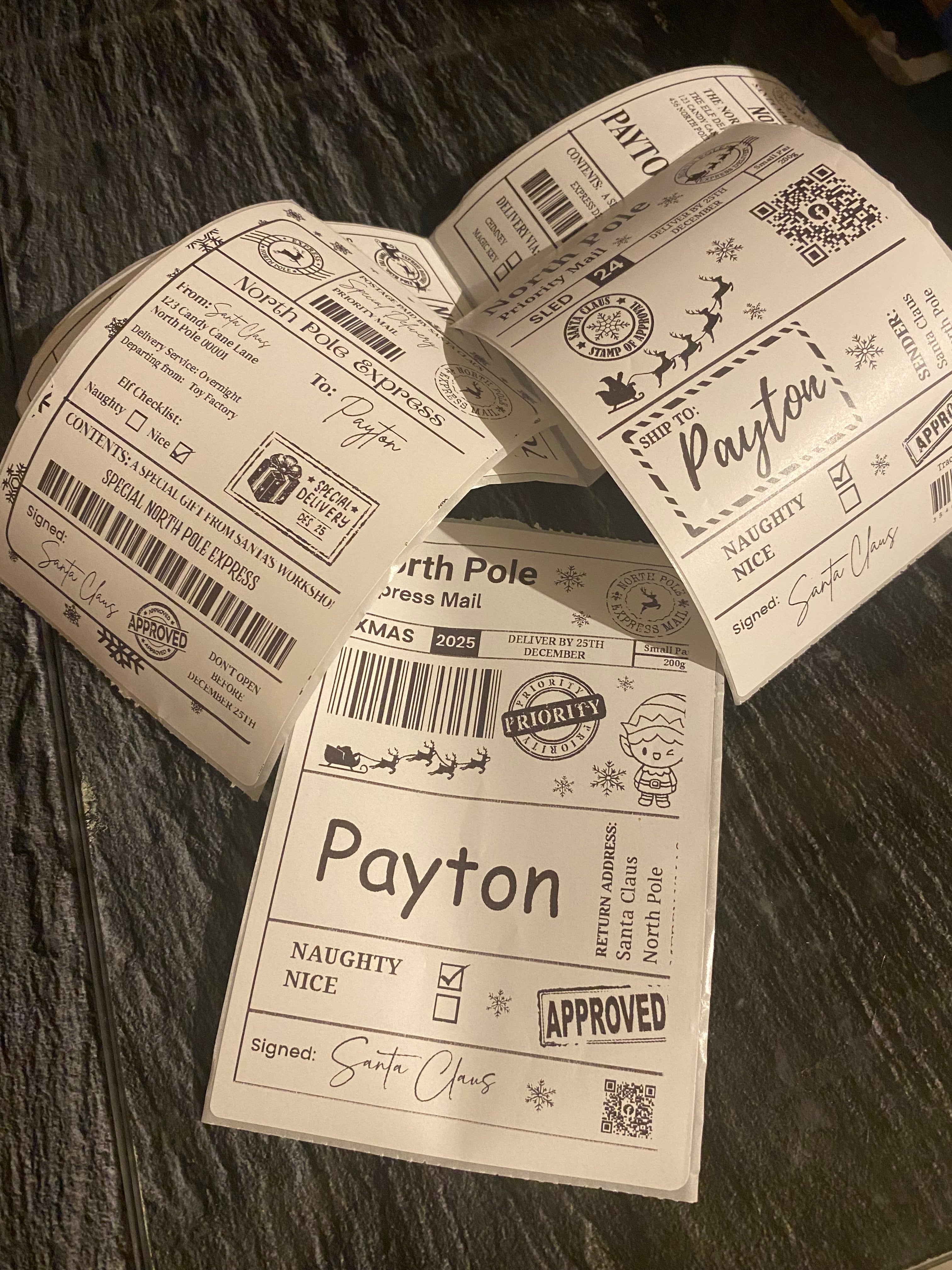 10 x Personalised Santa Shipping labels