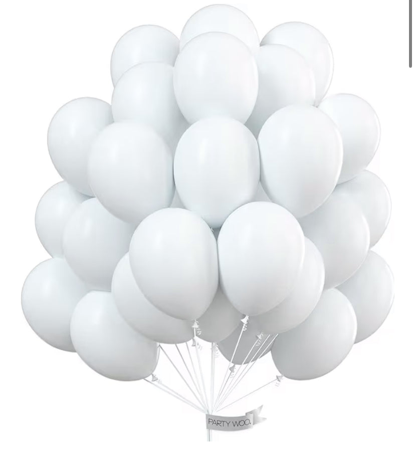 100 Pack 10 Inch White Balloon, Big Thick Assorted Colour Latex Balloons