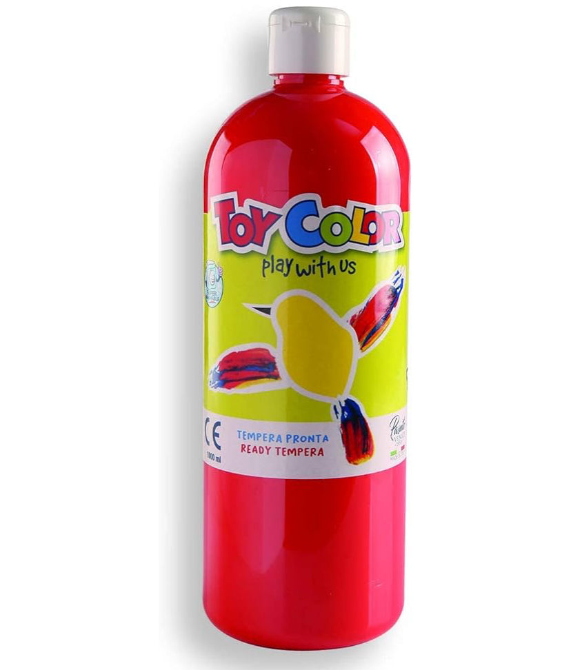 Pasuto Super washable Ready-mix paint | 1 Litre Bottle - Kids craft paint | Red