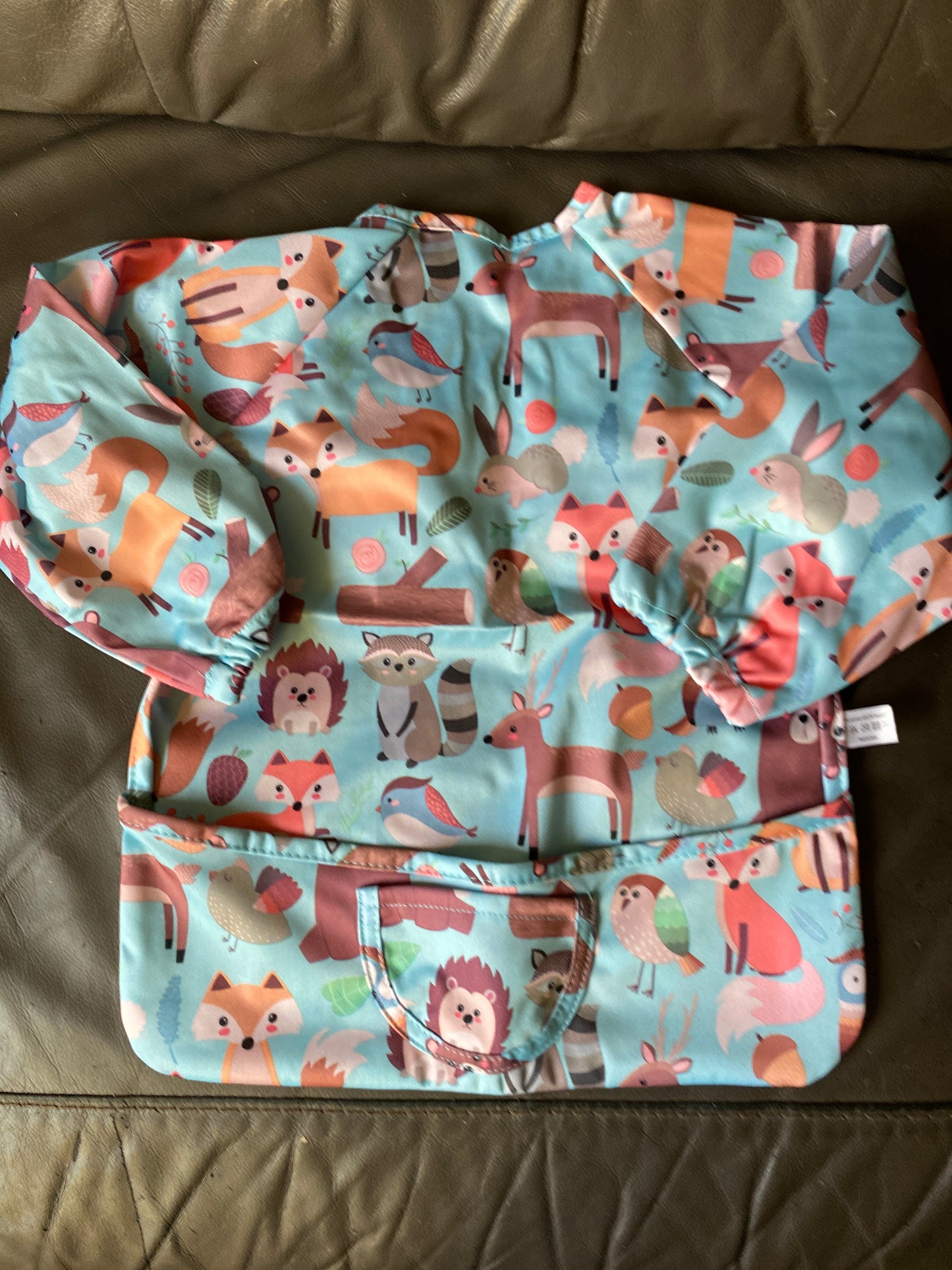 Baby Weaning Bib with Sleeves - Waterproof Baby Bibs 6-12 Months for Baby Led Weaning, Coverall Bibs for Baby Feeding, Long Sleeve Bibs for Toddler, Baby Bibs with Sleeves, Baby Apron- ours are woodland animals as in second picture