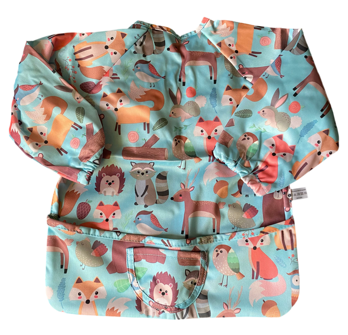 Baby Weaning Bib with Sleeves - Waterproof Baby Bibs 6-12 Months for Baby Led Weaning, Coverall Bibs for Baby Feeding, Long Sleeve Bibs for Toddler, Baby Bibs with Sleeves, Baby Apron- ours are woodland animals as in second picture