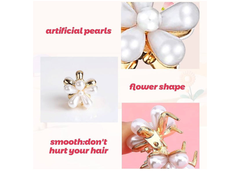 10 pack pearl flower hair grips