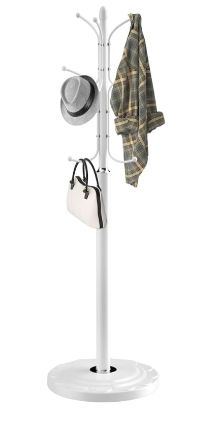 LASIEYO Coat Rack, Freestanding Heavy Duty Metal Coat Stand for Hallway Home Office Entryway with 12 Hooks to Hanging Hat Handbag Jacket Umbrella RRP £56