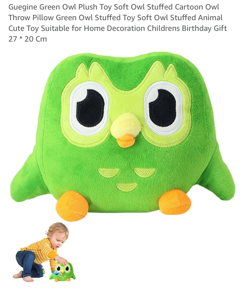 DUOLINGO Green owl plush (KB)