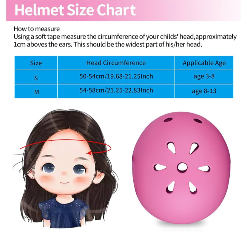 Adjustable pink Kids bike helmet 3-13years