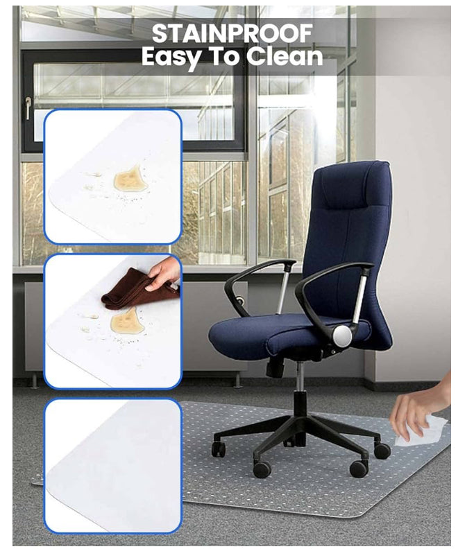 KALAHOL PVC Office Chair Mat for Carpet Floor, 90x120 cm (3'x4') Non-slip Carpet Protector