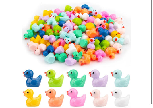 YUNAI Mini Resin Ducks 100 Pcs, 10 Colors Tiny Ducks