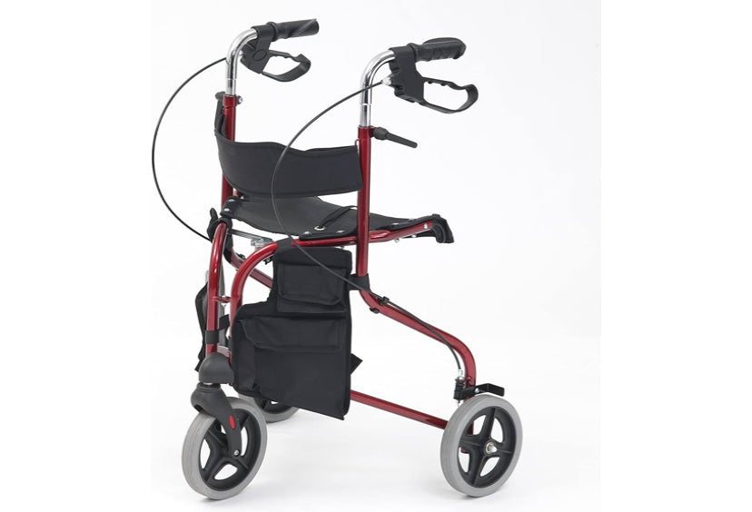 Drive Devilbiss Tri-Walker Walking Aid with Seat and backrest, Red RRP £100