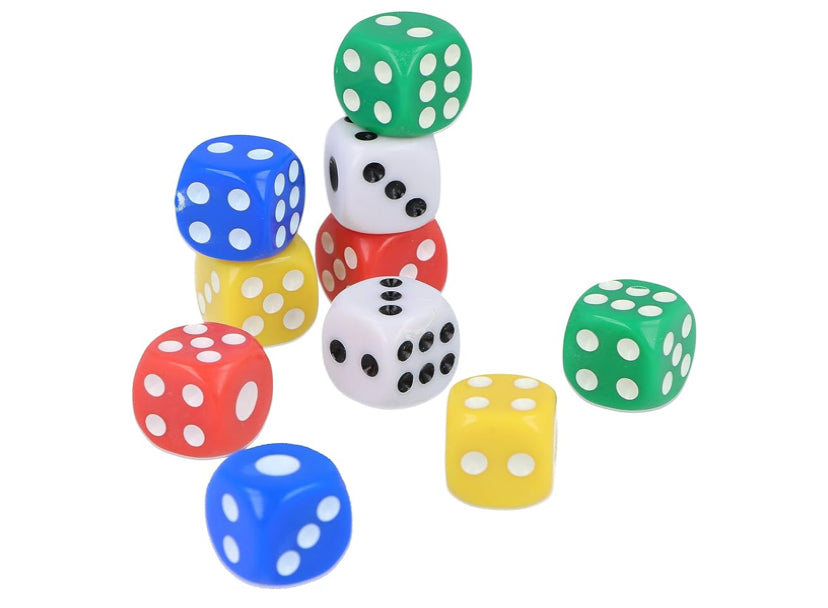 Henbrandt 10 Pack Six-Sided Coloured Dice with Rounded Edges 14mm Smooth Rolling D6