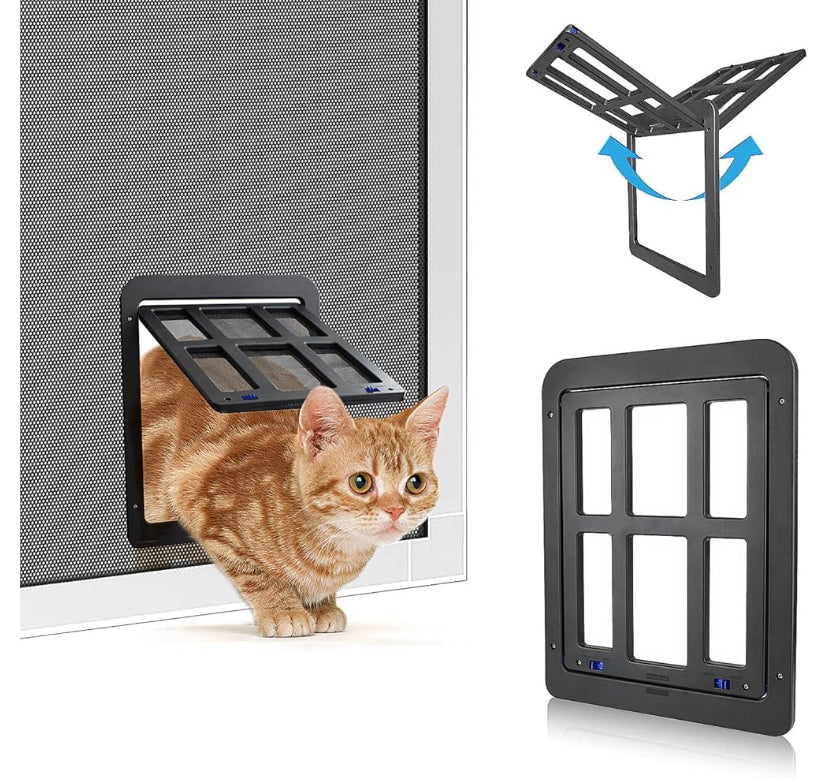 Screen door cat flap