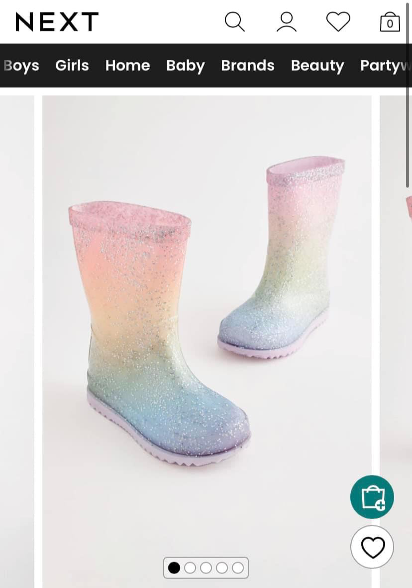 NEXT kids pastel glitter wellies size 9