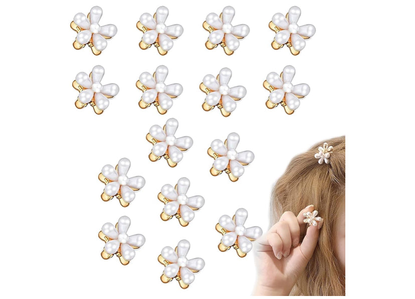 10 pack pearl flower hair grips