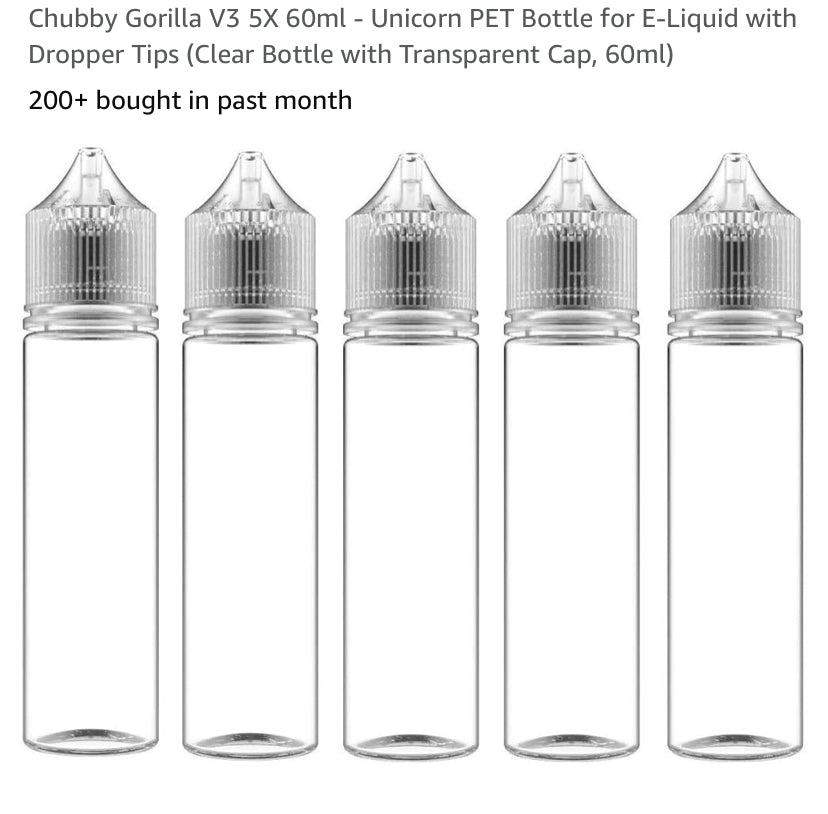 10 pack chubby gorilla empty vape bottles 60ml - also suitable for crafts