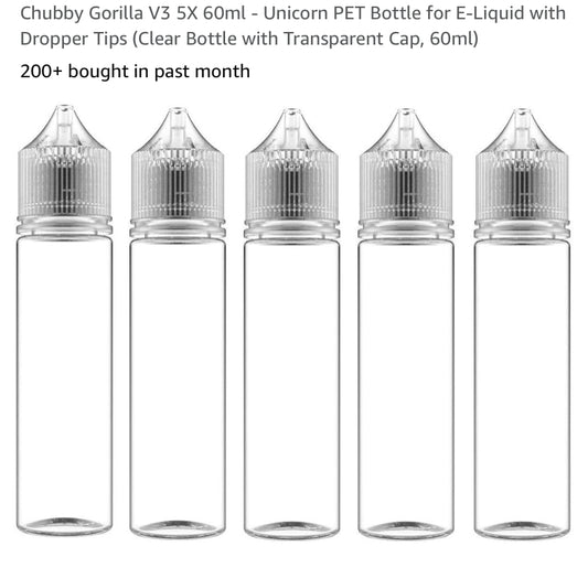 10 pack chubby gorilla empty vape bottles 60ml - also suitable for crafts