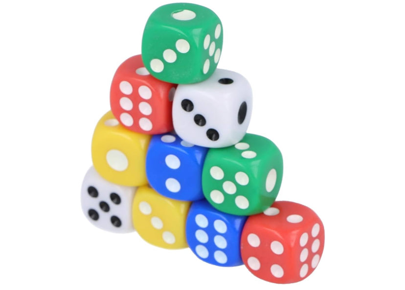 Henbrandt 10 Pack Six-Sided Coloured Dice with Rounded Edges 14mm Smooth Rolling D6