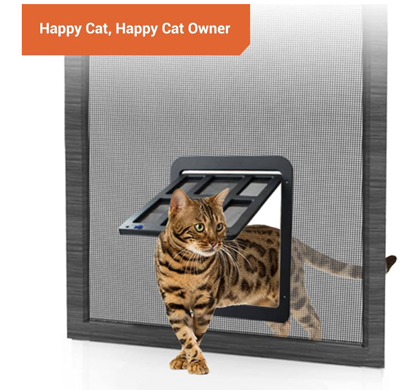 Screen door cat flap