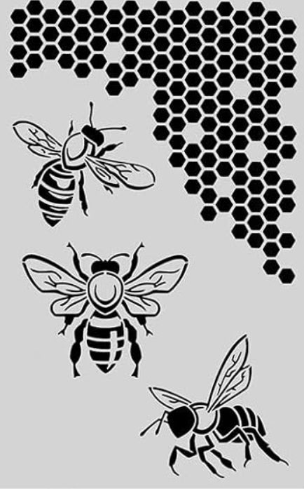 Be In Your Mind 4 PCS Painting Stencils Dragonfly Bee Honeycomb Stencils Painting Template