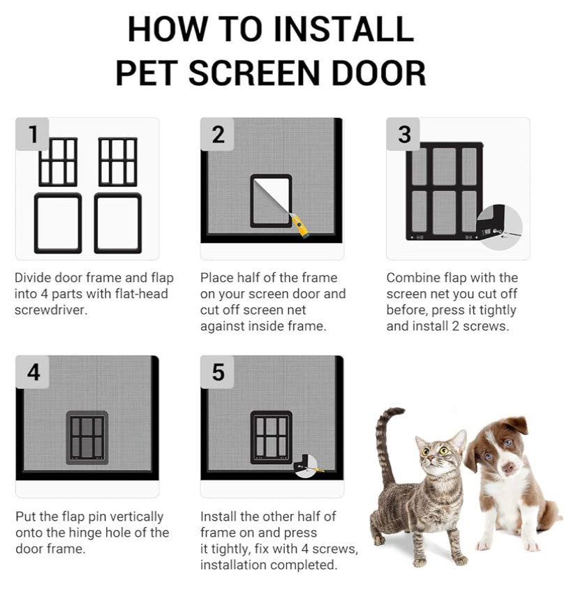 Screen door cat flap