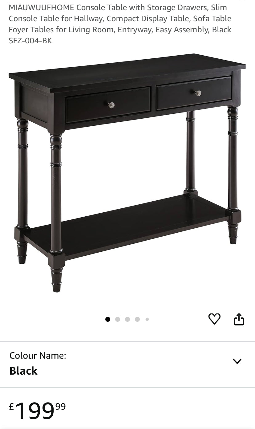 Black wood console table RRP £199 already assembled so no postage x