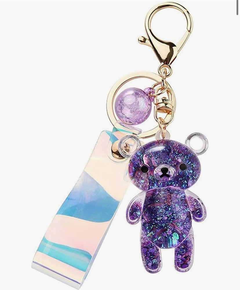 Acrylic Starry Bear Keychain Cute Trendy Bear Backpack Car Keys