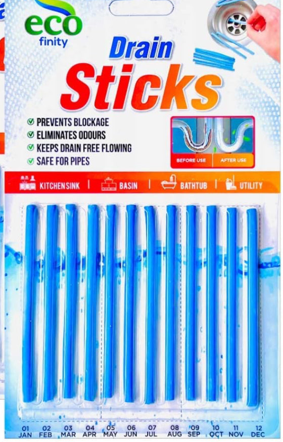 Organic drain sticks - dissolve fat , food waste odours etc