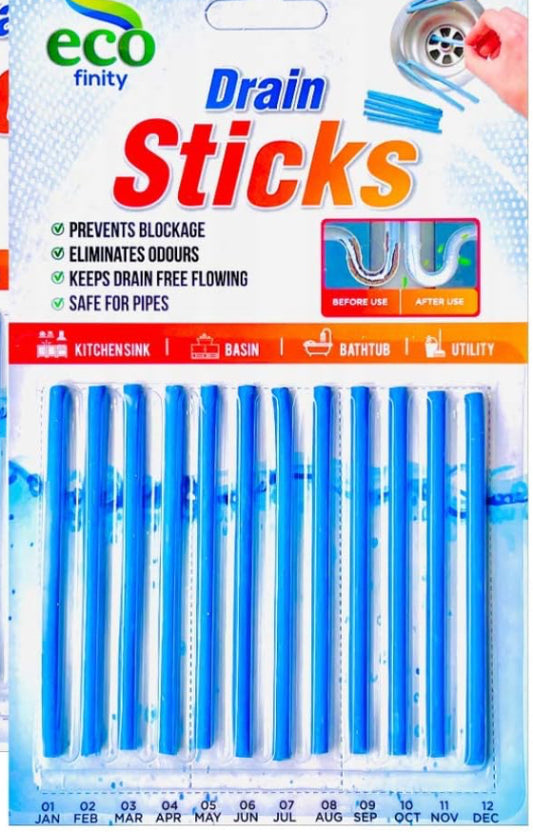 Organic drain sticks - dissolve fat , food waste odours etc