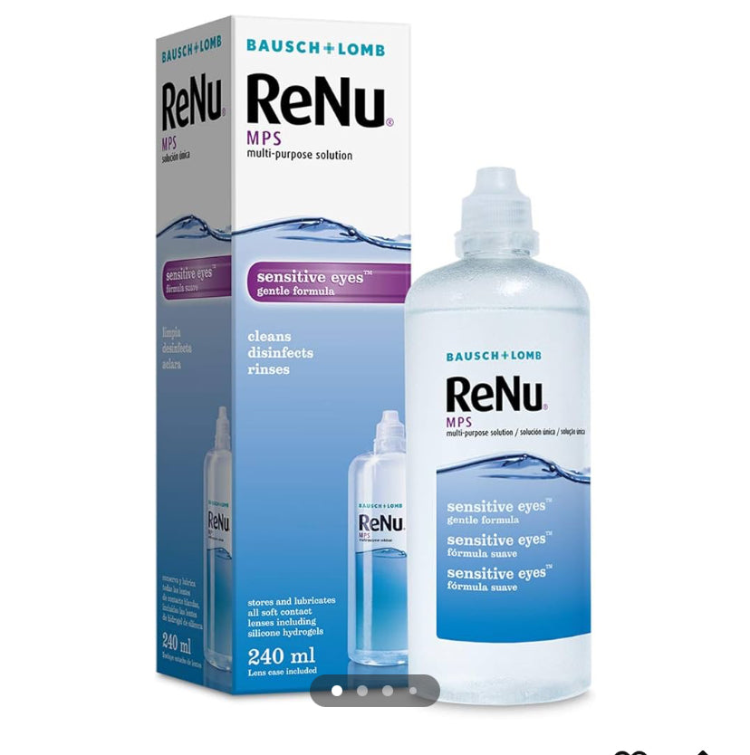 ReNu Multi-Purpose Contact Lens Solution 240 ml - For Soft Contact Lenses for Comfortable Wear, Gentle on Sensitive Eyes, Clean, Disinfect, Rinse, Lubricate and Store your Lenses, Lens Case Included