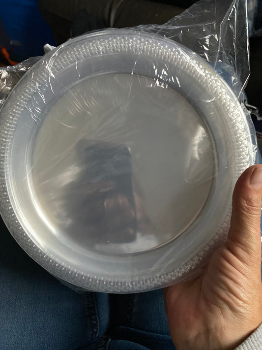 50 x Reusable clear plastic small buffet plates