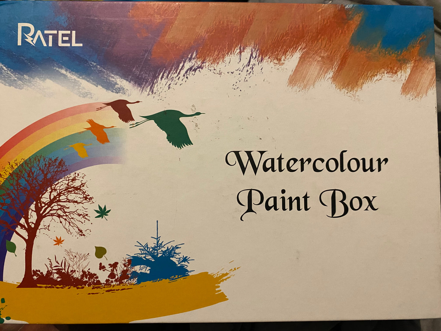 Watercolour paint Tin with brushes - slightly damaged , please see pictures